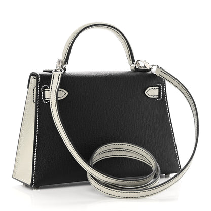 Hermes Chevre Mysore Horseshoe Mini Kelly Sellier 20 Black Gris Meyer 2 of 10