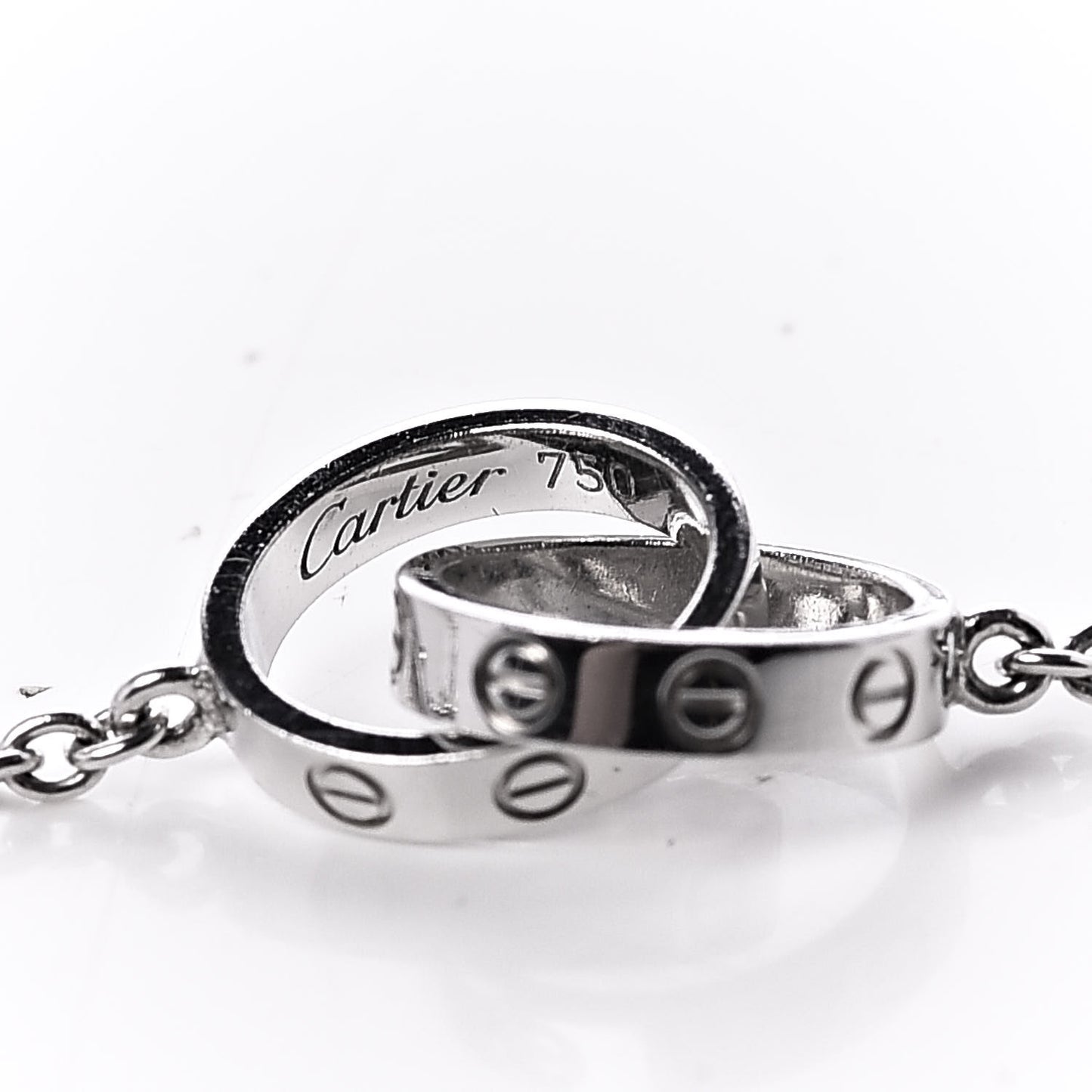 18K White Gold Interlocking LOVE Necklace