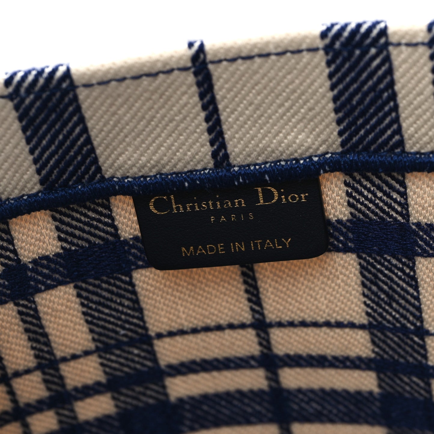Canvas Embroidered Large Check'n'Dior Book Tote Blue