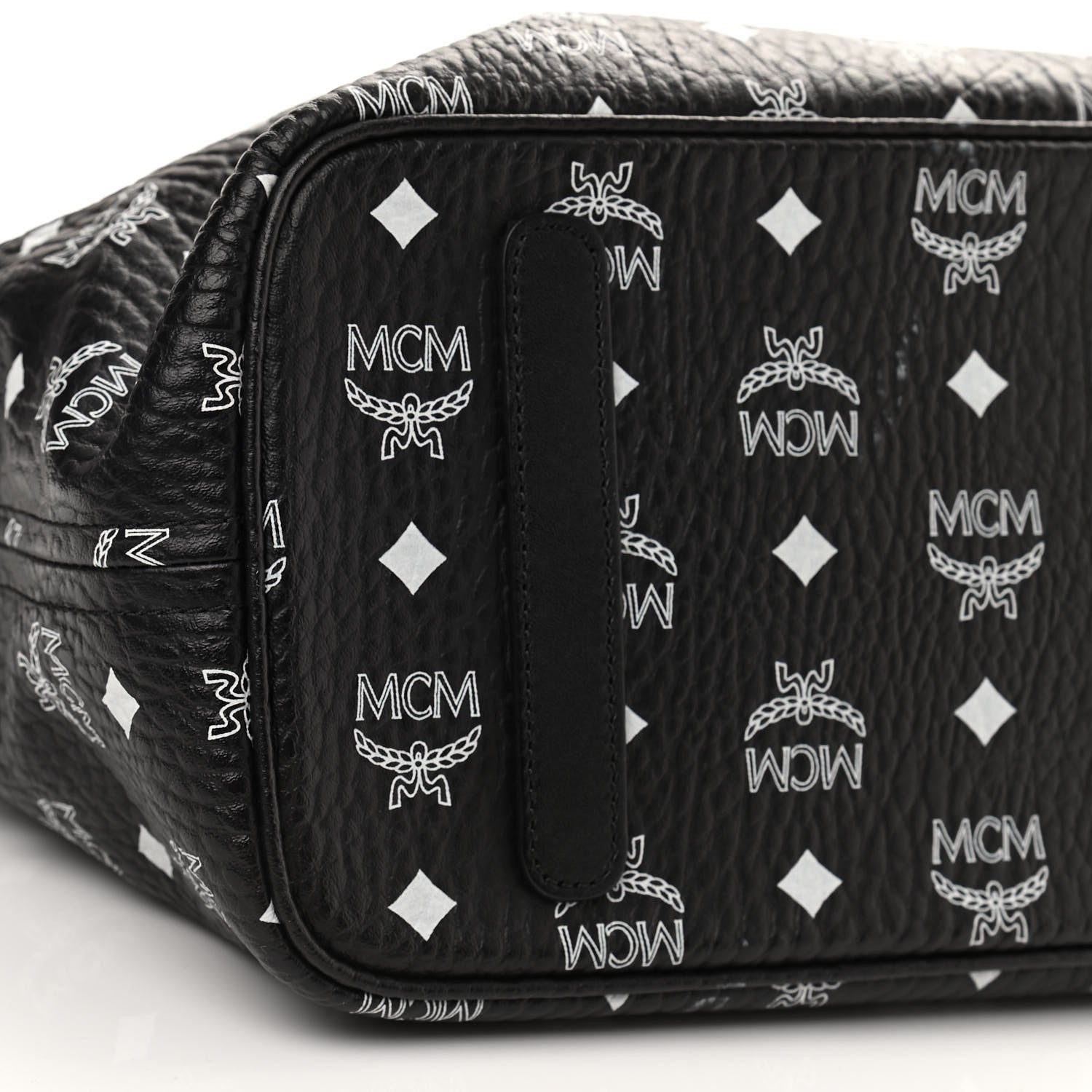 MCM Visetos Medium Anya Zip Top Shopper Tote Black 8 of 10