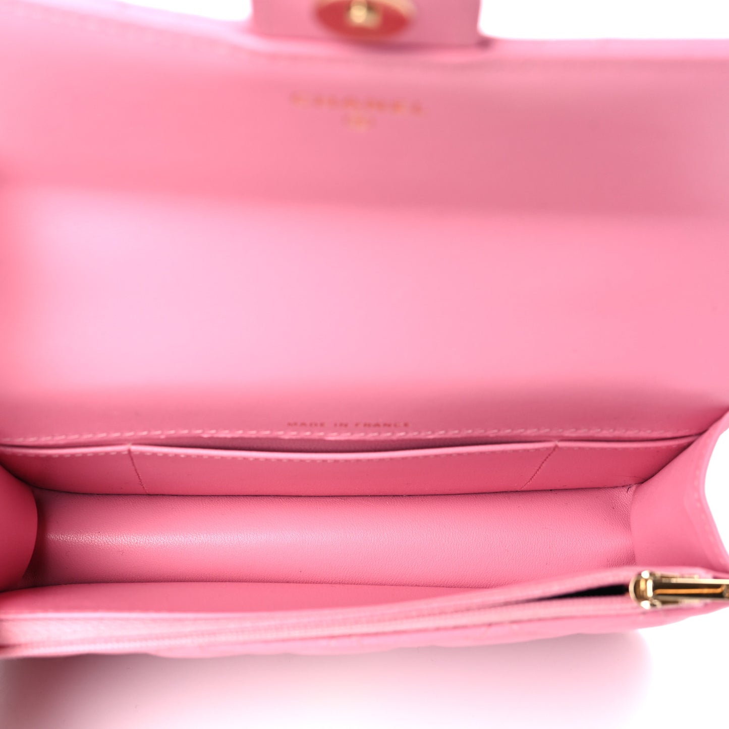 Lambskin Quilted Flap Phone Holder With Chain Pink