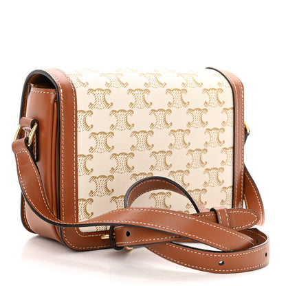 Celine Calfskin Triomphe Canvas Teen Triomphe Bag White 3 of 11
