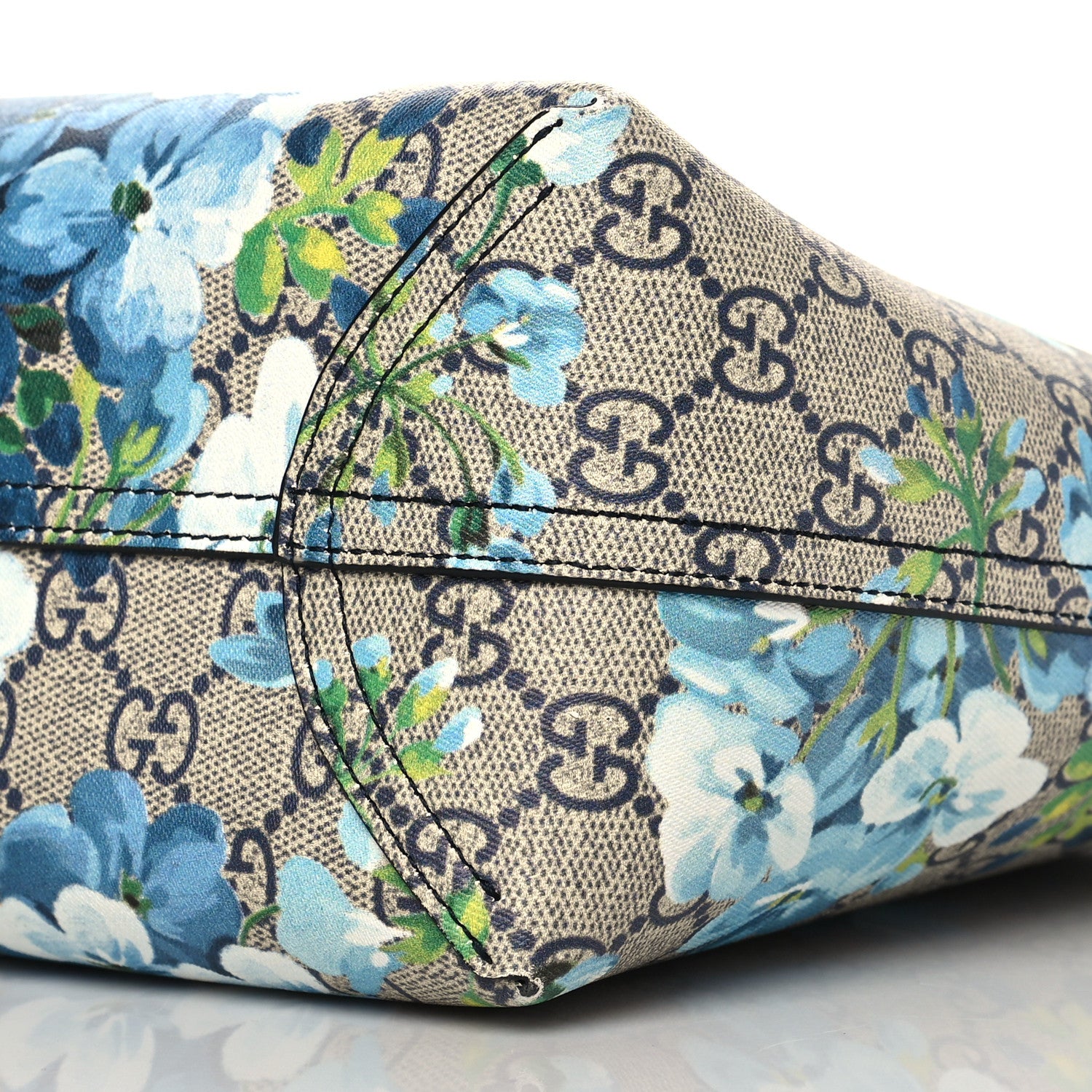 Gucci GG Supreme Monogram Blooms Small Reversible Tote Beige Blue Navy 8 of 8