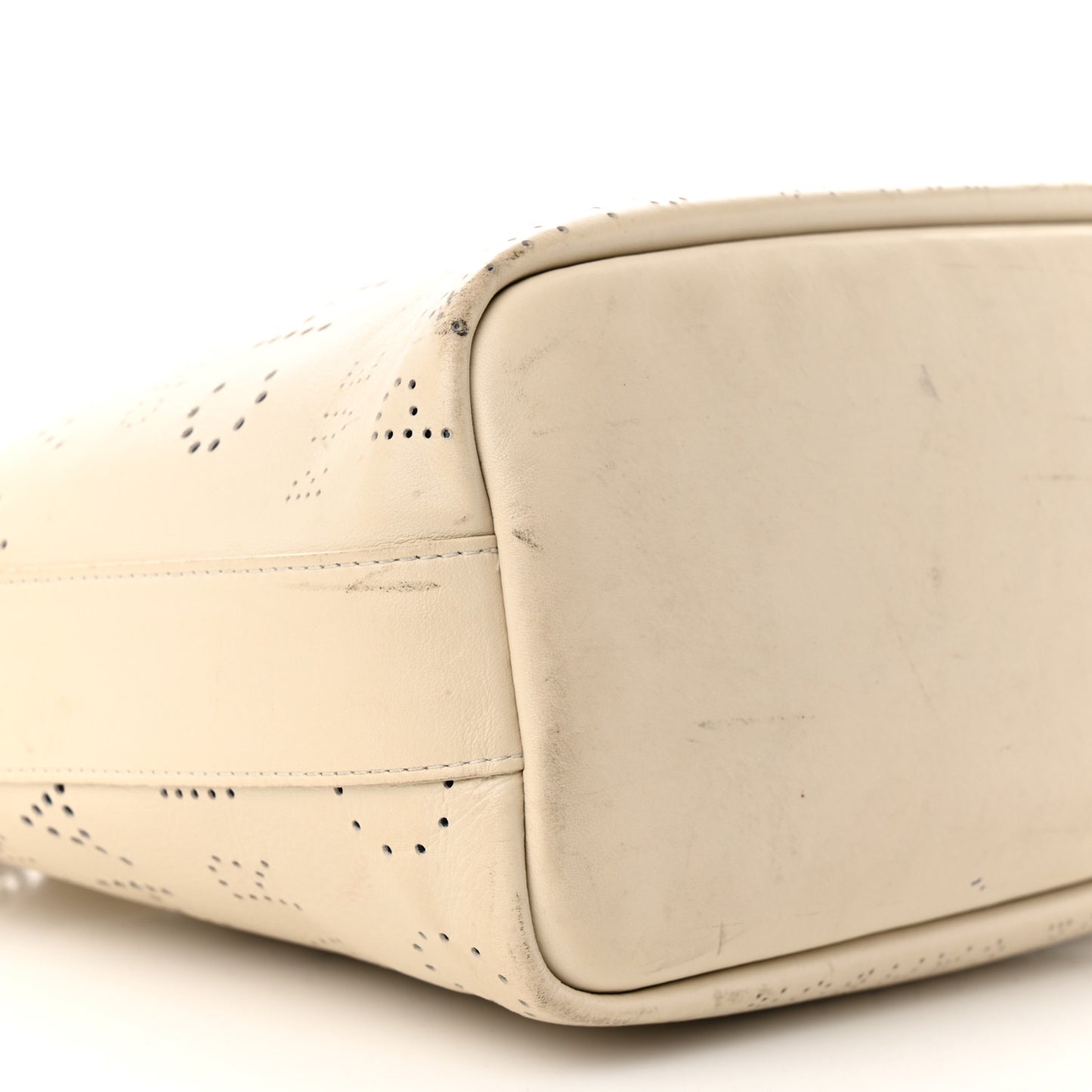 Calfskin Tweed Small Logo Eyelets Shopping Tote Beige