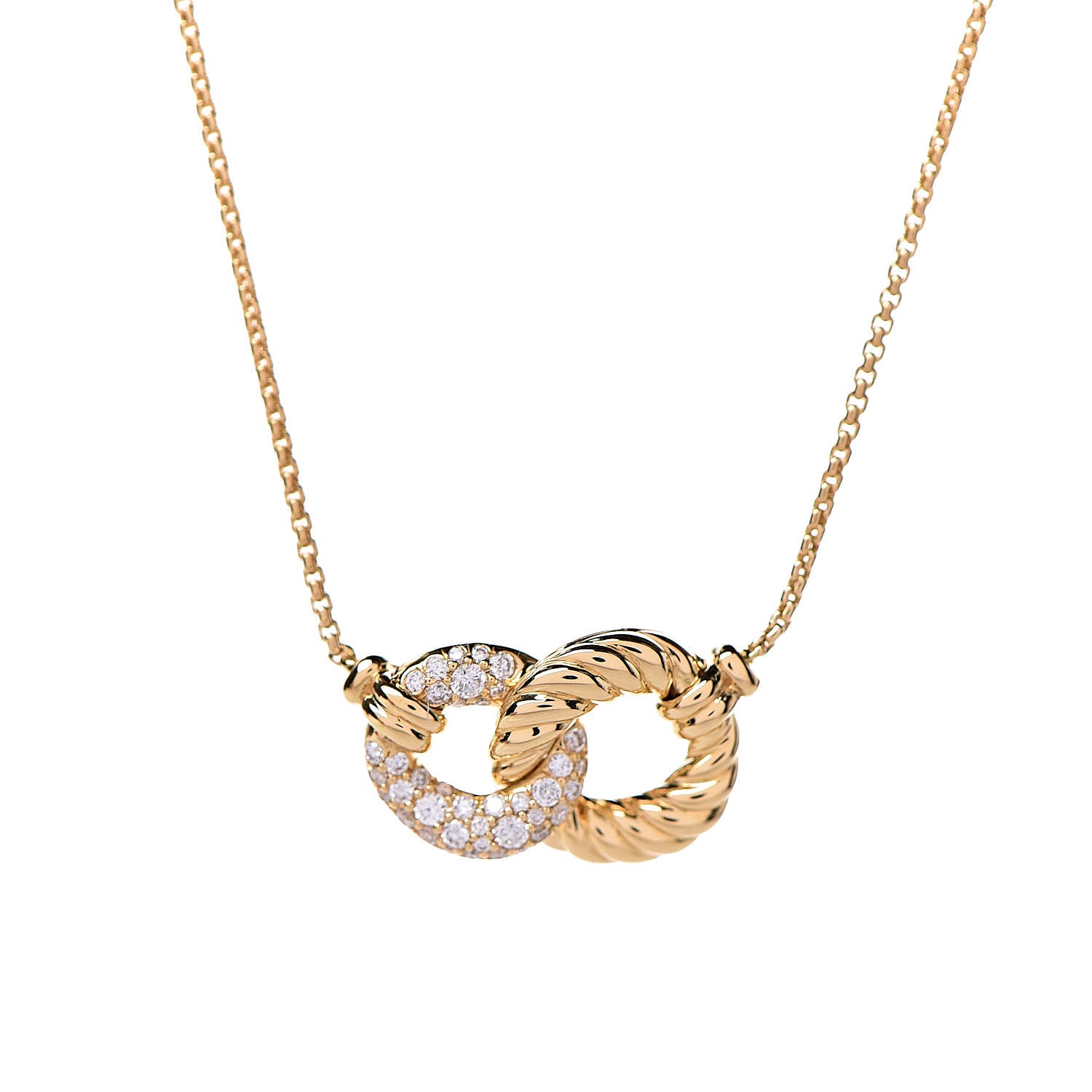 David Yurman 18K Yellow Gold Diamond Pave Extra-Small Belmont Pendant Necklace 4 of 7