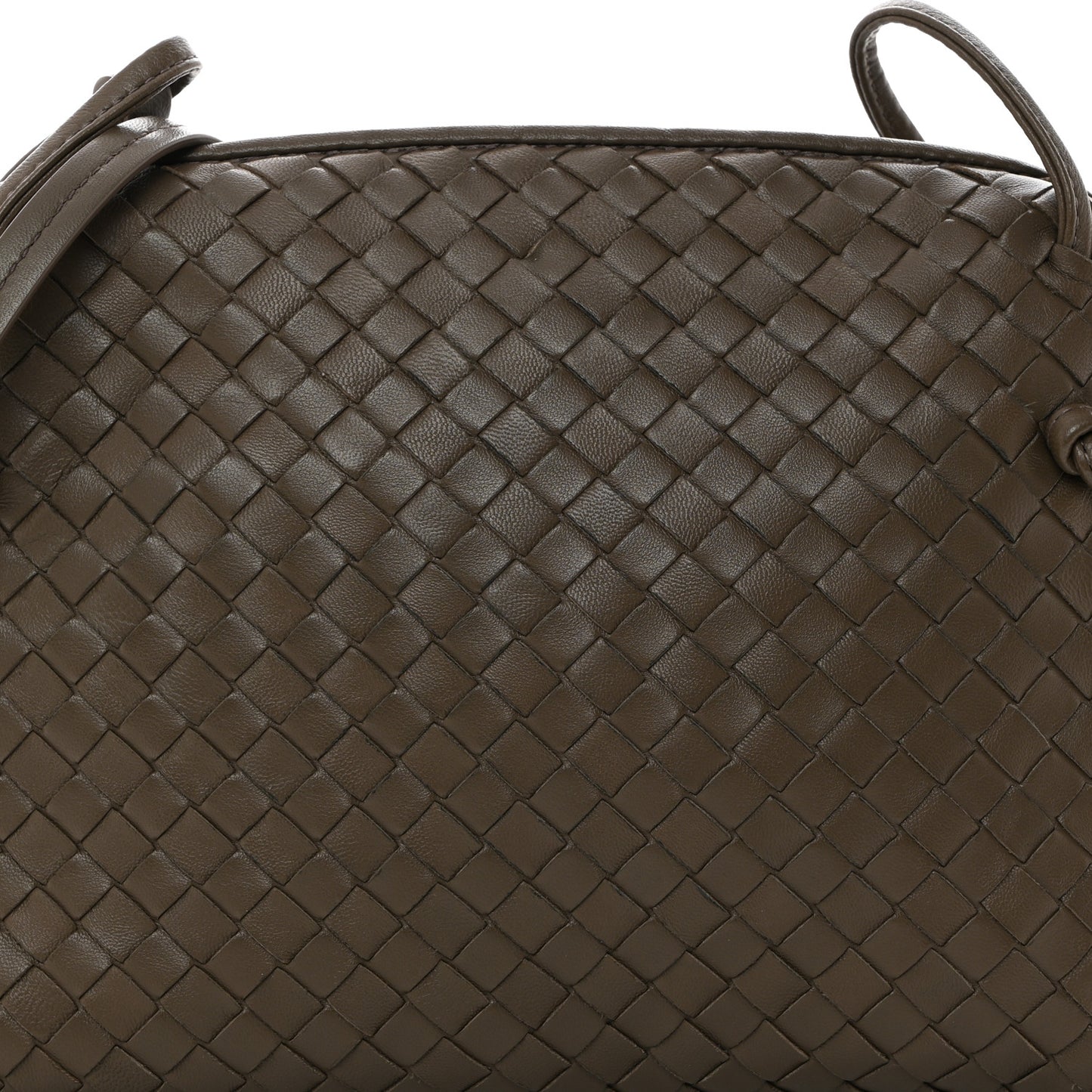 Nappa Intrecciato Nodini Crossbody Messenger Taupe Grey