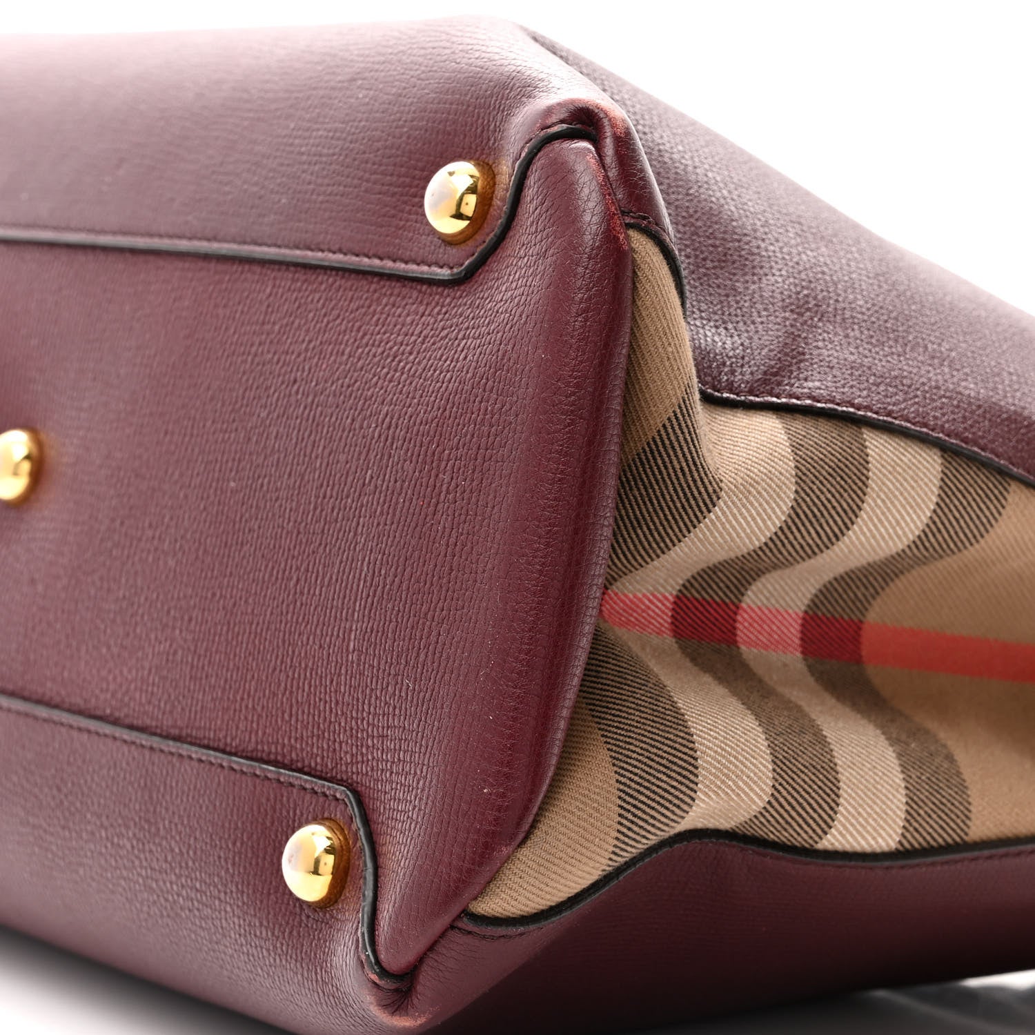 Burberry Grainy Calfskin House Check Medium Banner Tote Mahogany Red 10 of 15