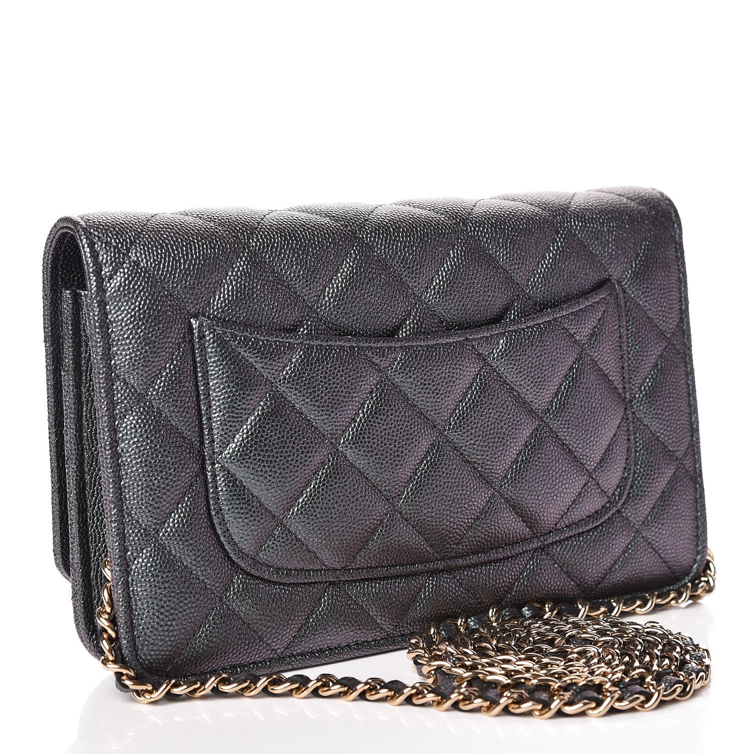 Chanel Iridescent Caviar Quilted Wallet On Chain WOC Black 3 of 11