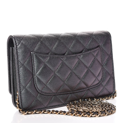 Chanel Iridescent Caviar Quilted Wallet On Chain WOC Black 3 of 11