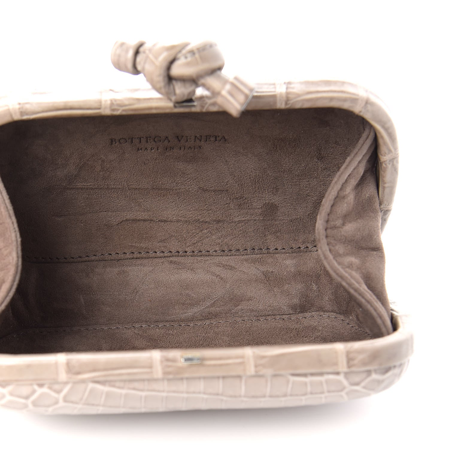 Bottega Veneta Crocodile Knot Clutch Stone 5 of 7