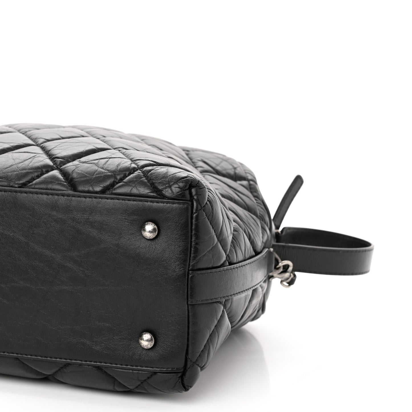 Aged Calfskin Small Bowling Bag Black