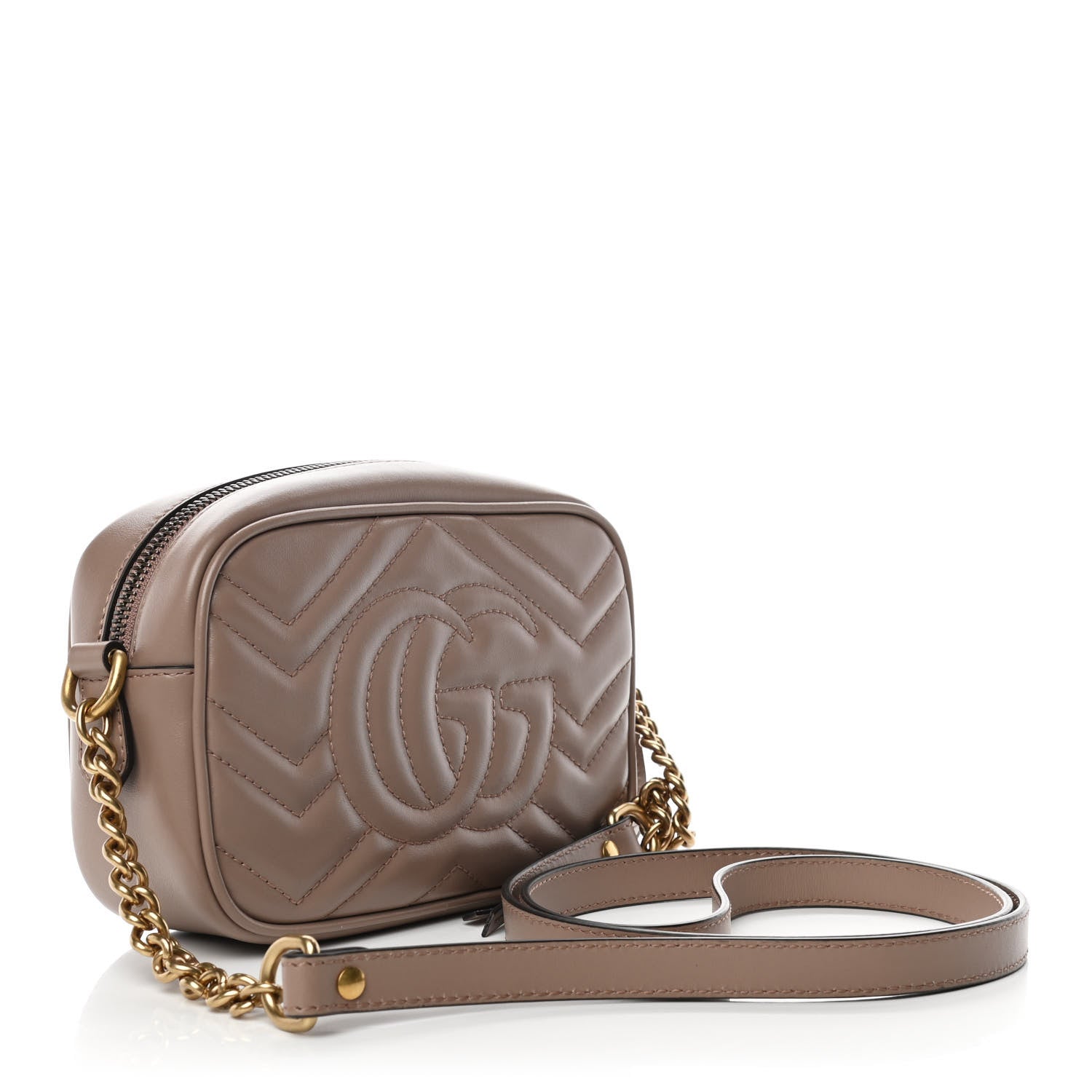 Gucci Calfskin Matelasse Mini GG Marmont Chain Shoulder Bag Porcelain Rose 3 of 11
