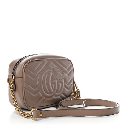 Gucci Calfskin Matelasse Mini GG Marmont Chain Shoulder Bag Porcelain Rose 3 of 11