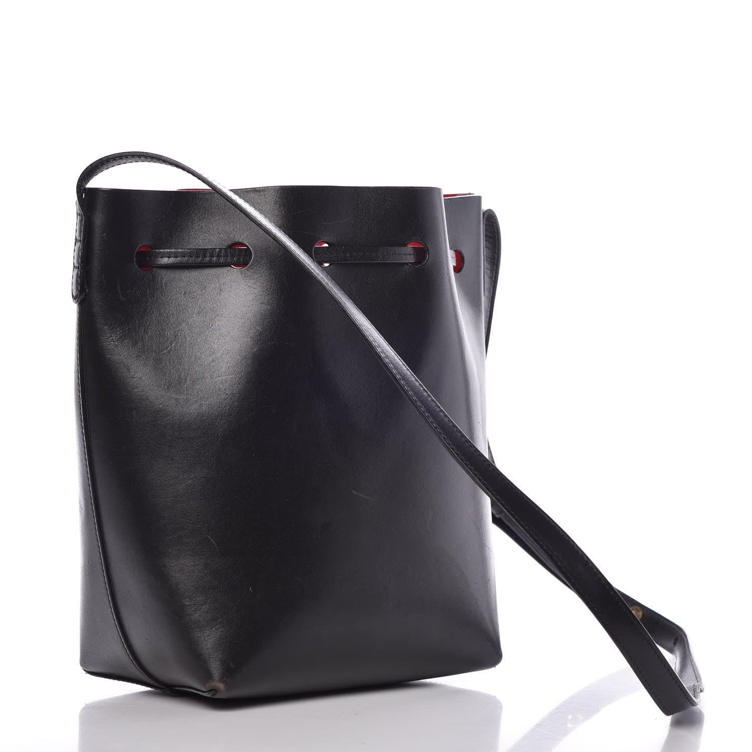 Mansur Gavriel Vegetable Tanned Calfskin Mini Bucket Bag Black Flamma 3 of 16
