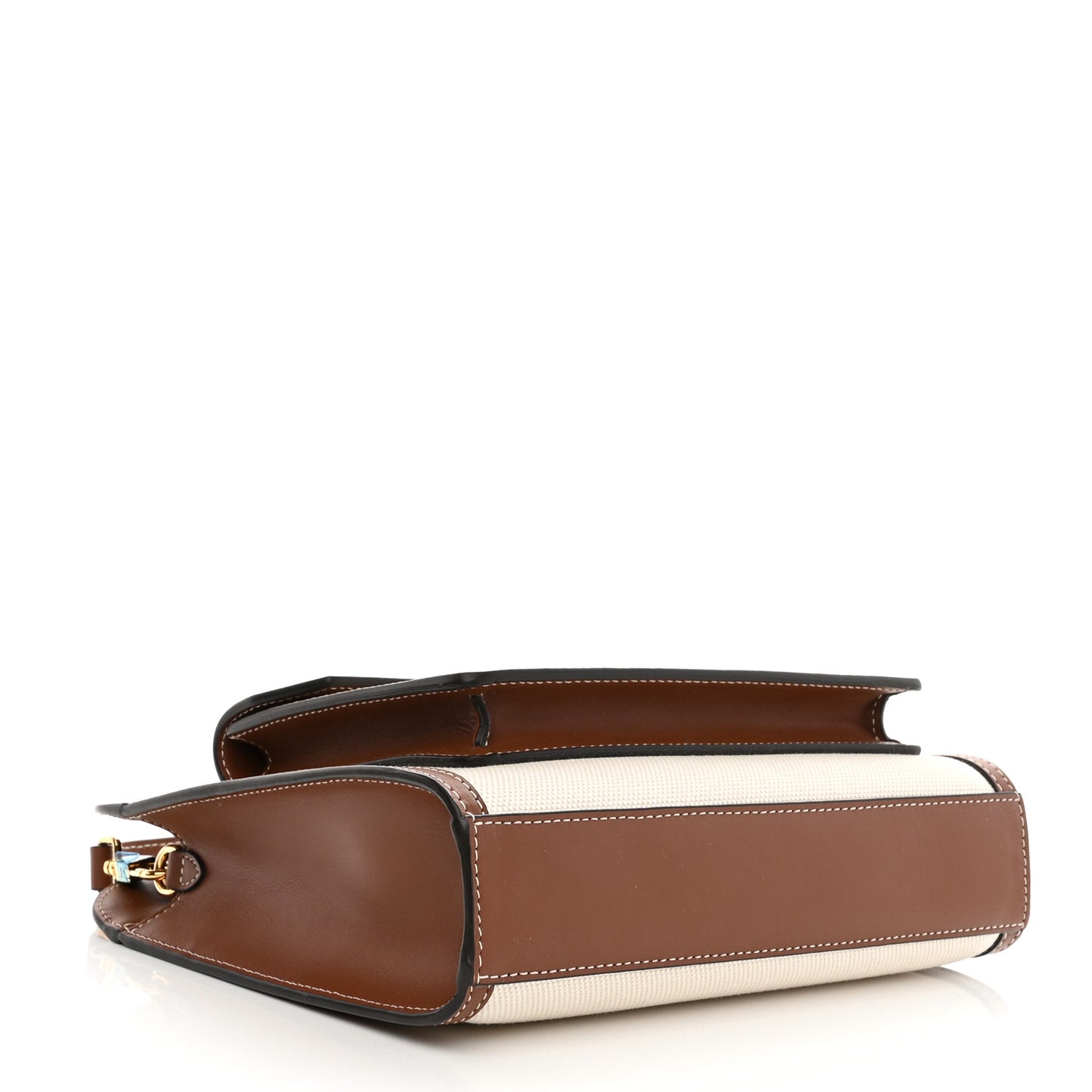 Canvas Smooth Calfskin Two Tone Mini Pocket Bag Natural Malt Brown