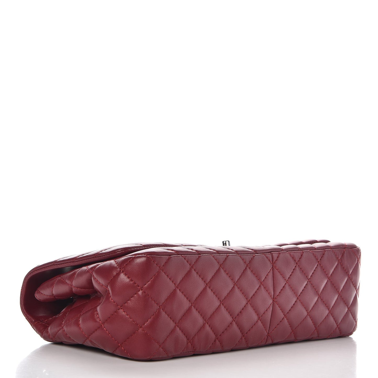 Lambskin Chevron Quilted Large Surpique Flap Dark Red