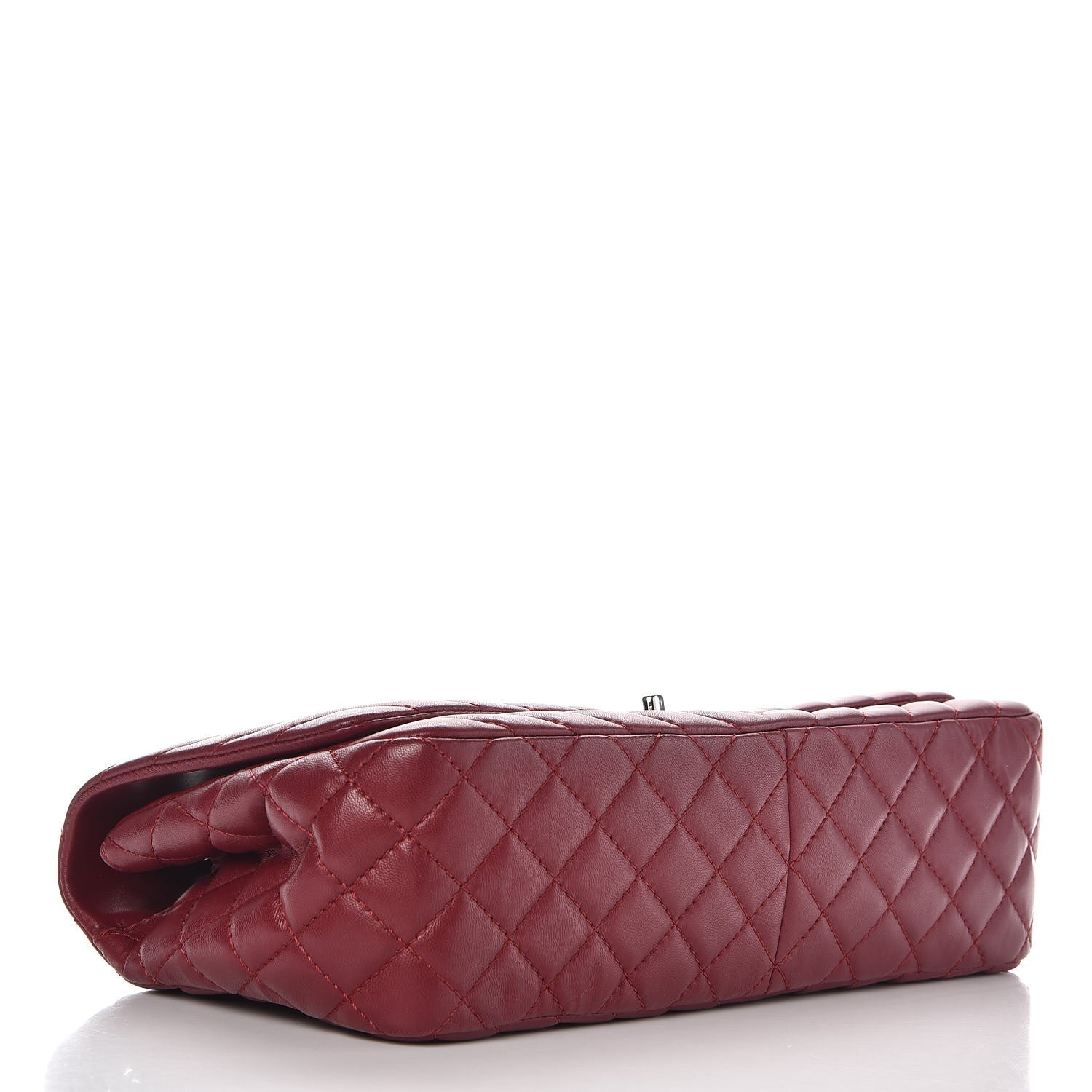 Chanel Lambskin Chevron Quilted Large Surpique Flap Dark Red 5 of 8