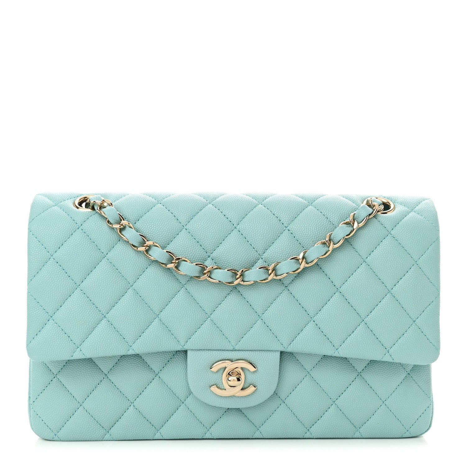 Chanel Caviar Quilted Medium Double Flap Light Blue 1 of 12