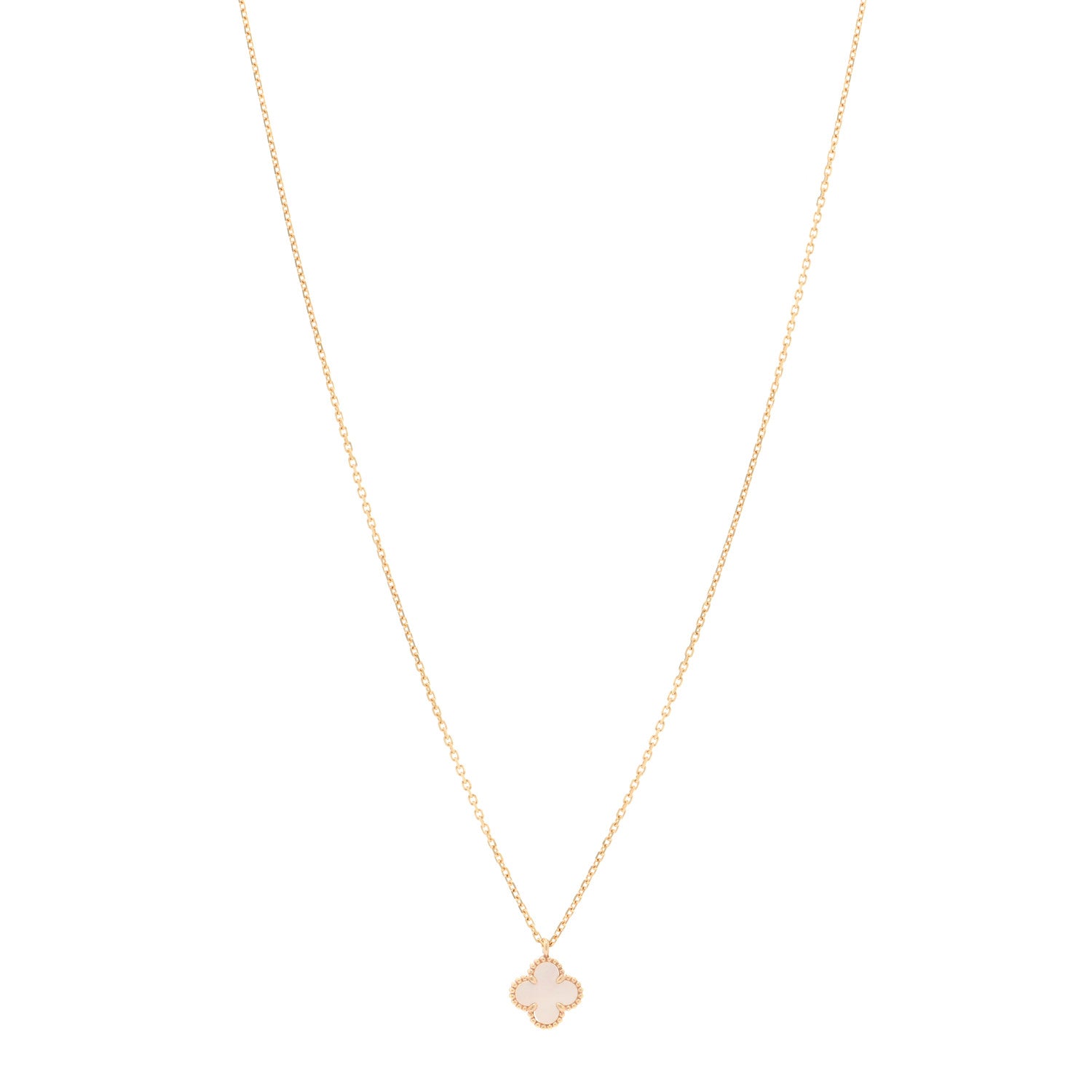 Van Cleef & Arpels 18K Yellow Gold Mother of Pearl Sweet Alhambra Pendant Necklace 1 of 5