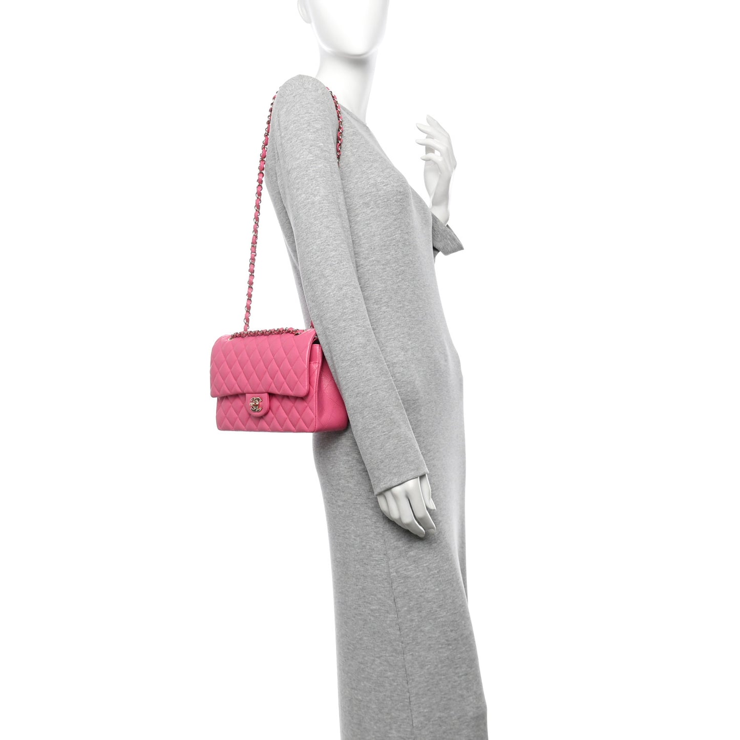 Caviar Quilted Medium Double Flap Pink