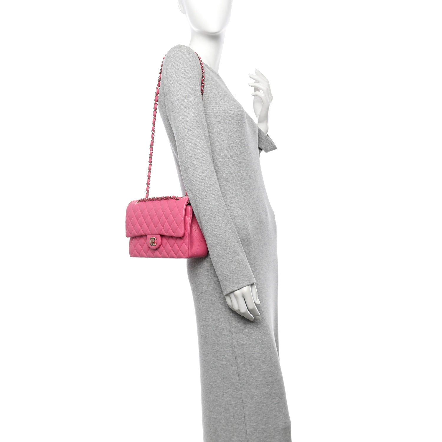 Chanel Caviar Quilted Medium Double Flap Pink 2 of 10