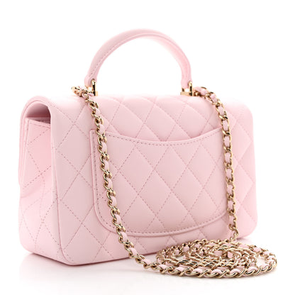 Chanel Lambskin Quilted Mini Top Handle Rectangular Flap Light Pink 3 of 11