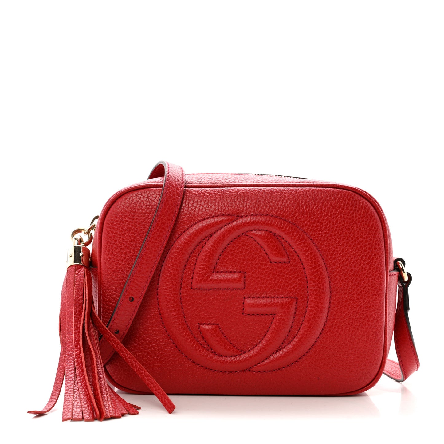 Pebbled Calfskin Small Soho Disco Bag Vibrant Red