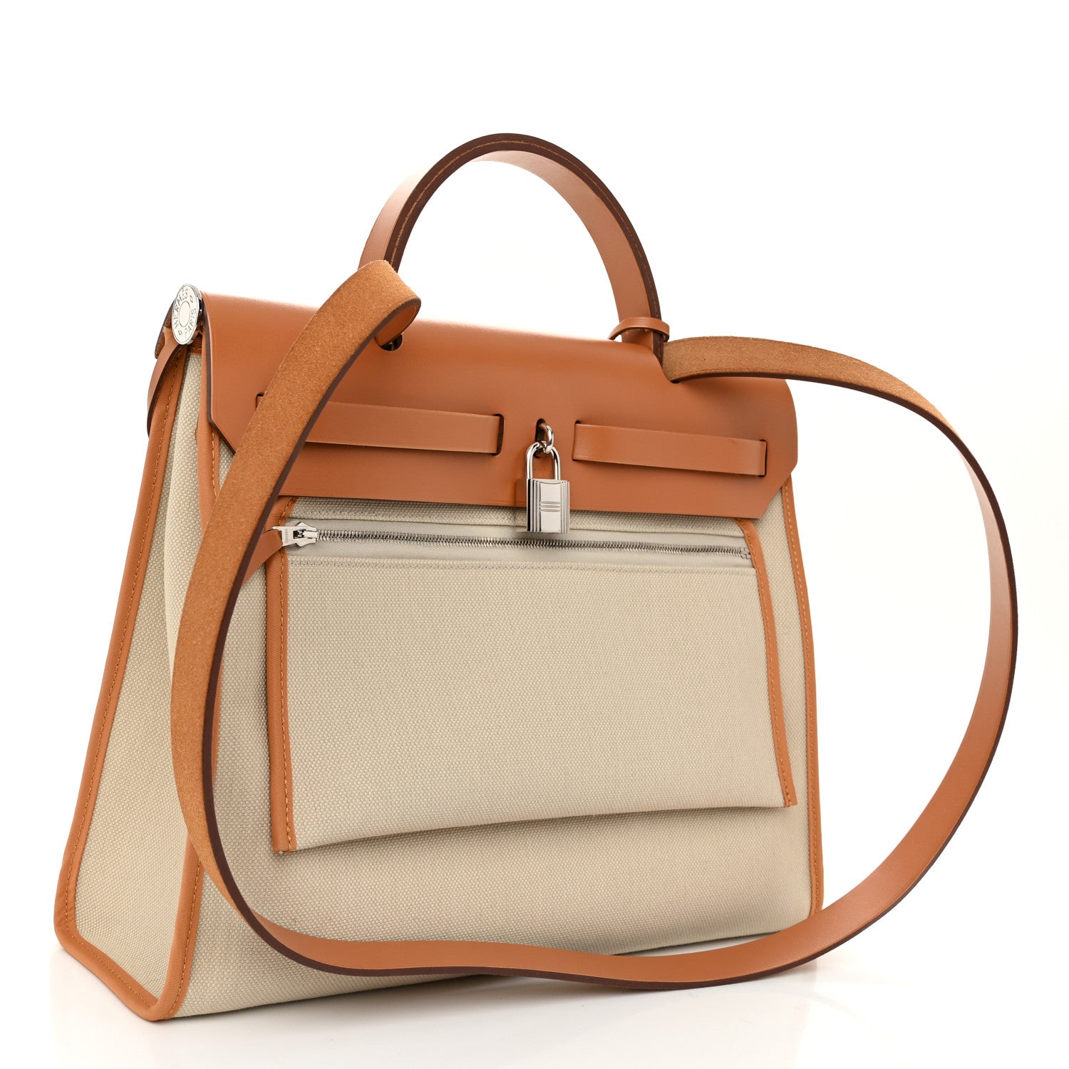 Hermes Military Toile Vache Hunter Herbag Zip 31 PM Beton Toffee 4 of 12
