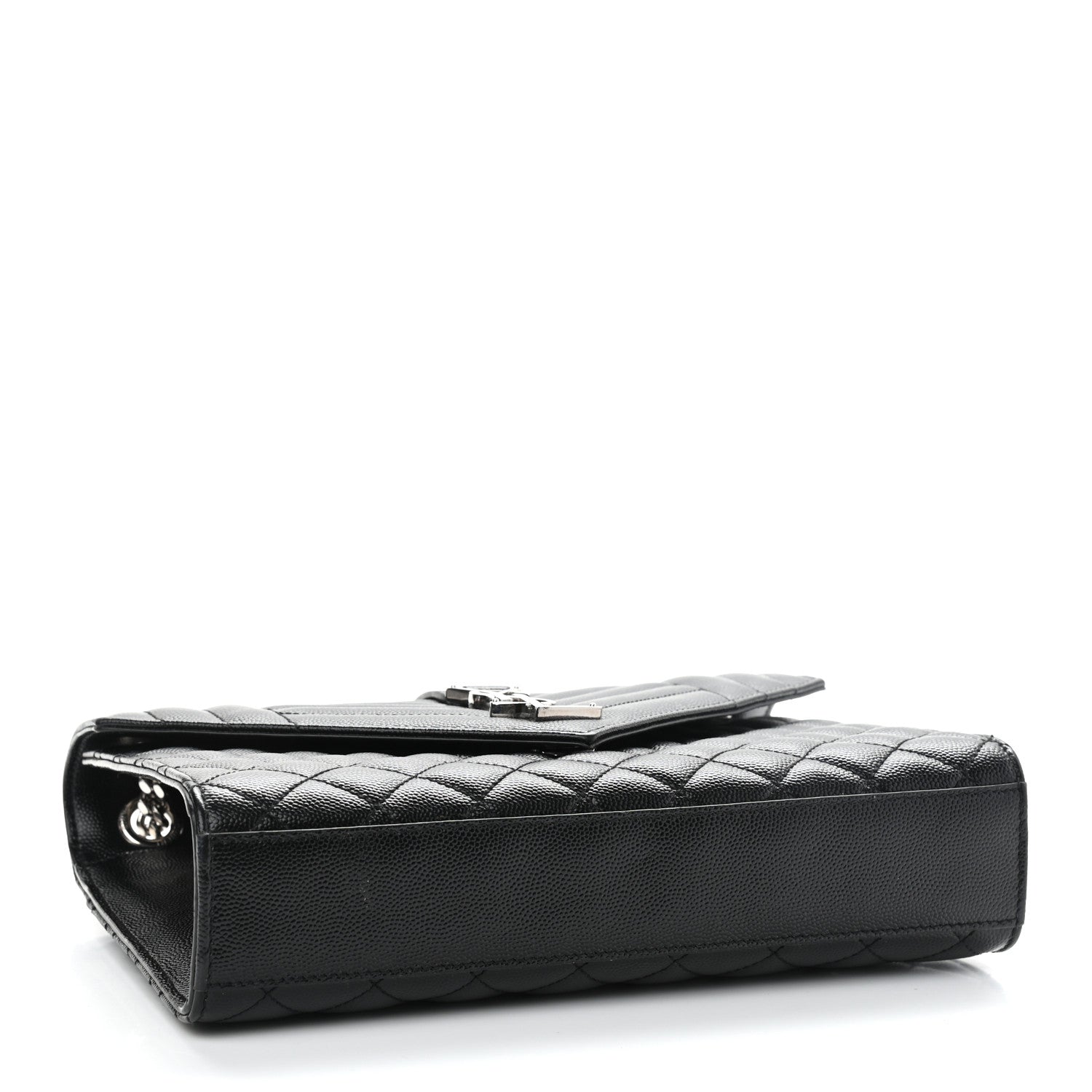 Saint Laurent Grain De Poudre Textured Mixed Matelasse Triquilt Medium Monogram Satchel Black 4 of 11