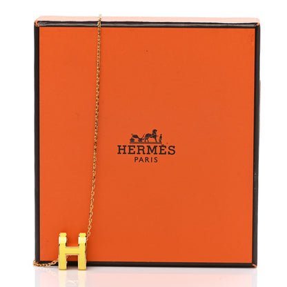 Hermes Lacquered Gold Pop H Pendant Necklace Mimosa 6 of 6