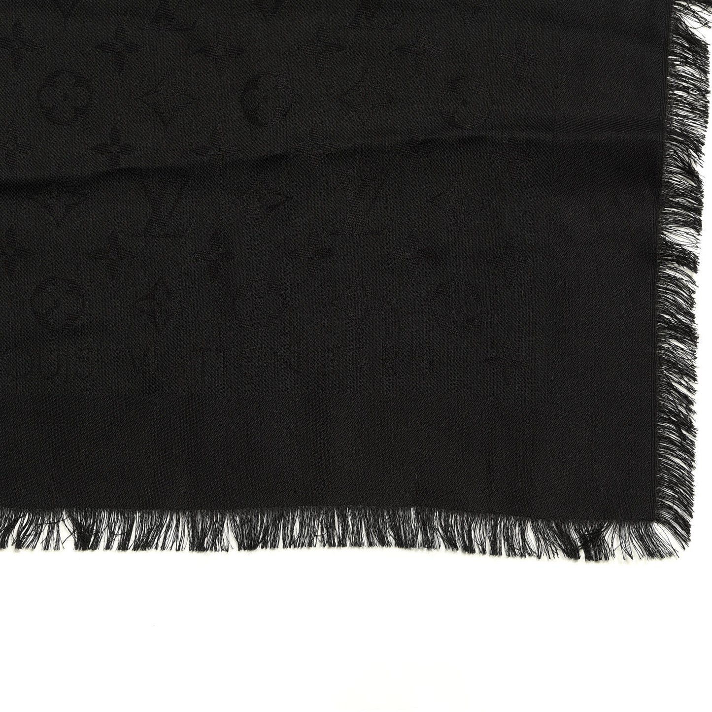 Silk Wool Monogram Shawl Black