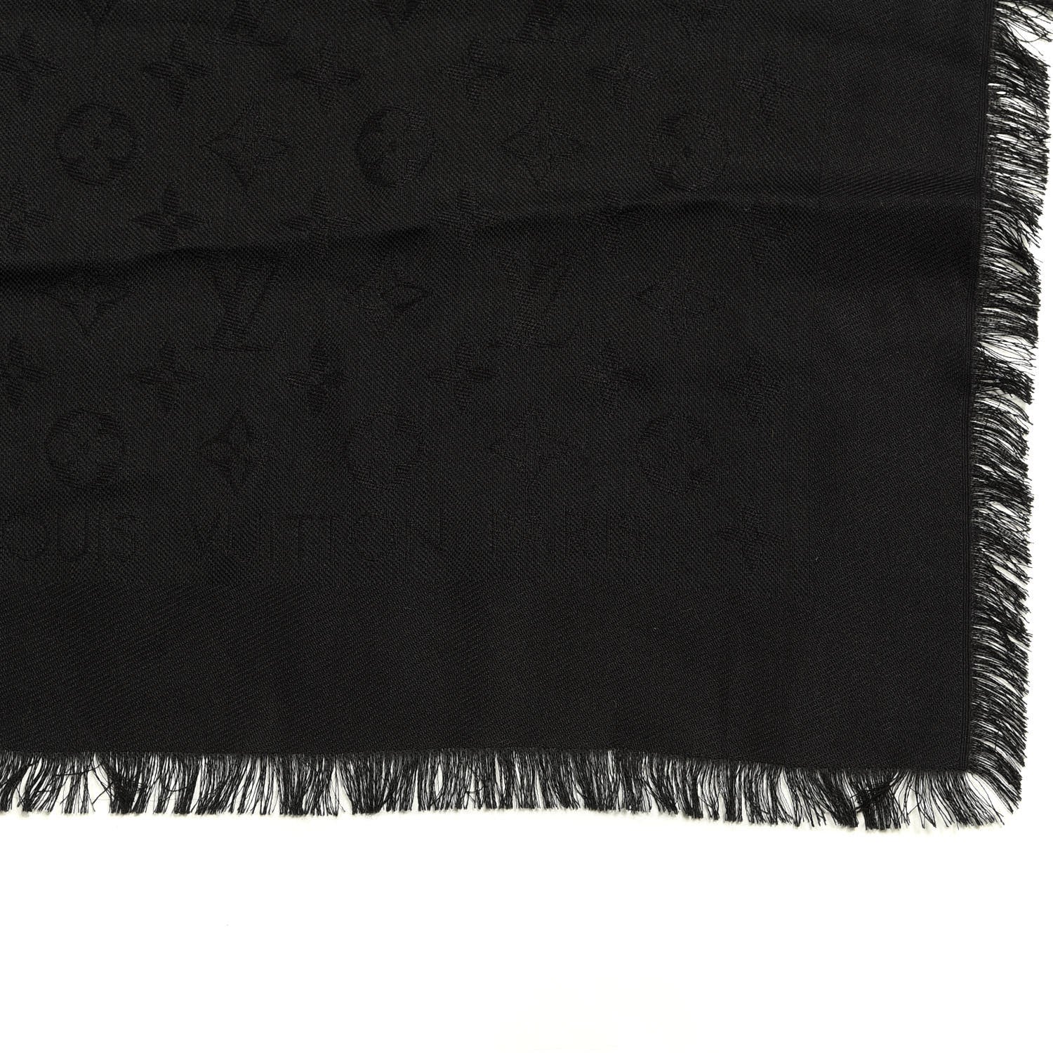Louis Vuitton Silk Wool Monogram Shawl Black 2 of 3