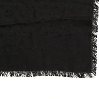 Louis Vuitton Silk Wool Monogram Shawl Black 2 of 3
