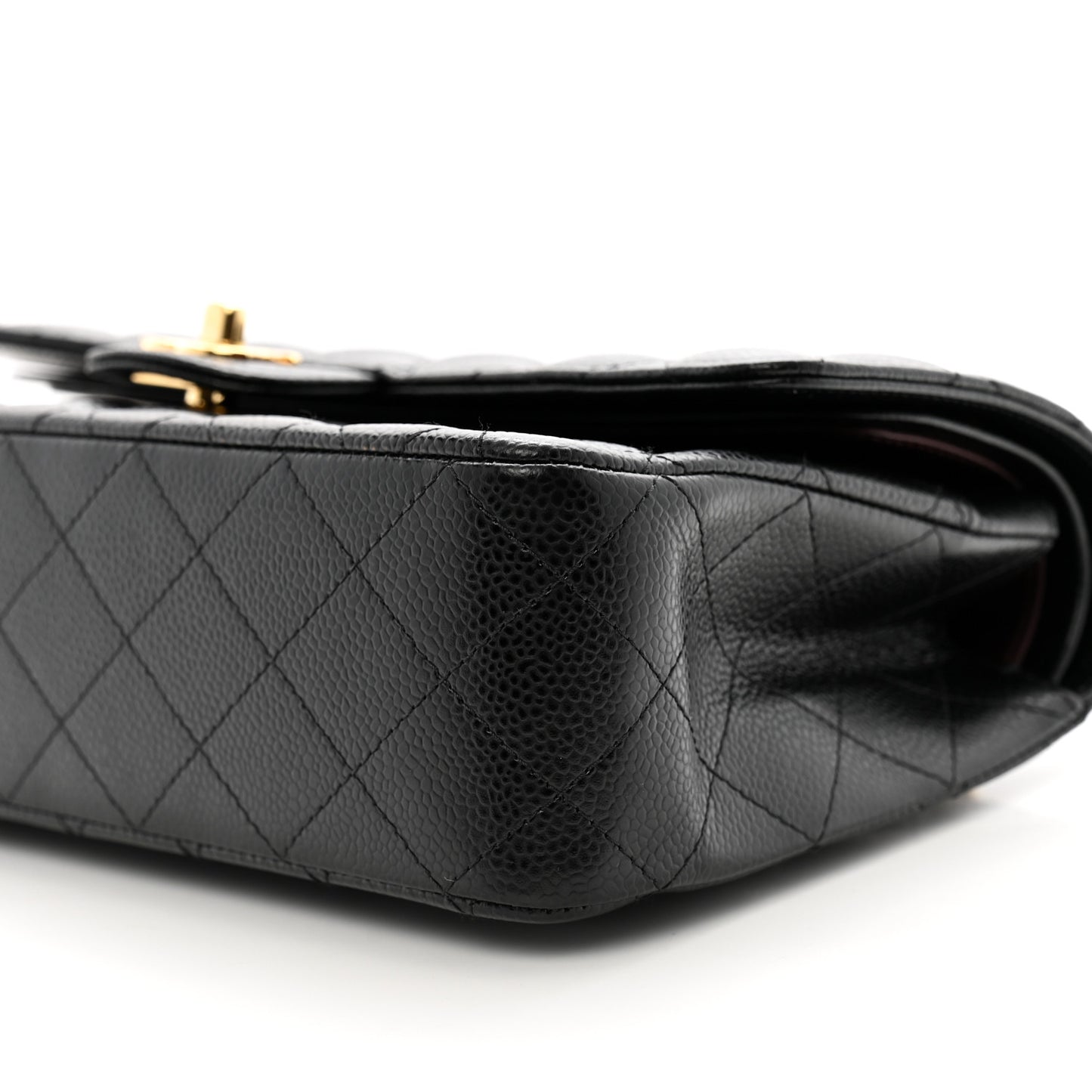 Caviar Quilted Medium Double Flap Black