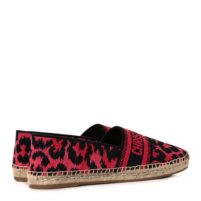 Christian Dior Cotton Embroidered Leopard Print Granville Espadrille 40 Red 4 of 9