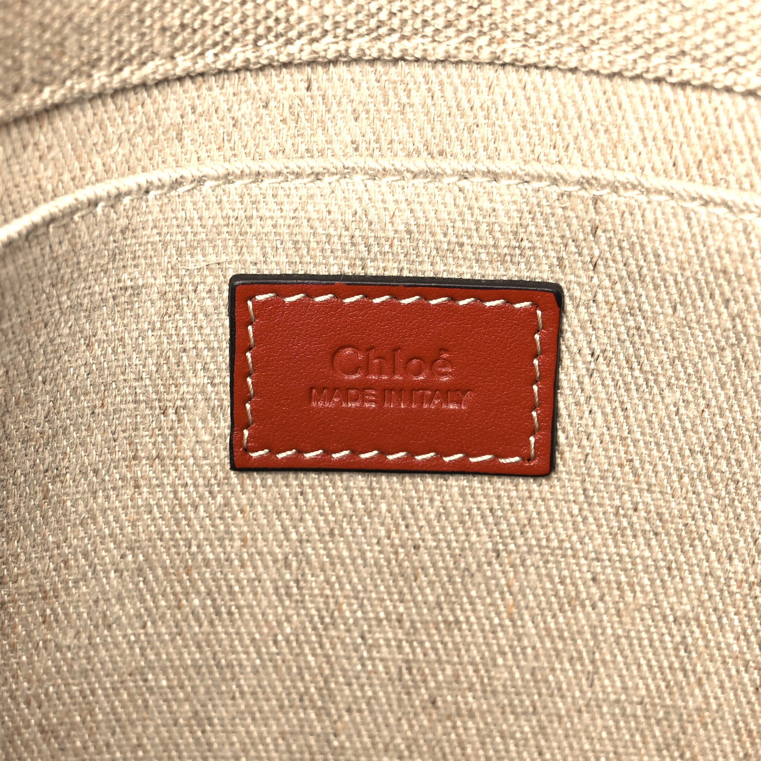 Chloe Linen Calfskin Medium Woody Ribbon Tote White Brown 6 of 11