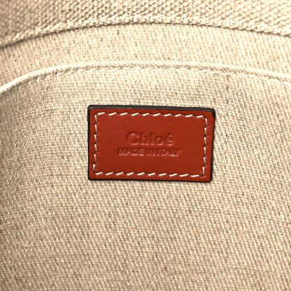 Chloe Linen Calfskin Medium Woody Ribbon Tote White Brown 6 of 11
