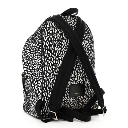 Saint Laurent Canvas Leopard Print City Backpack Black White 3 of 10