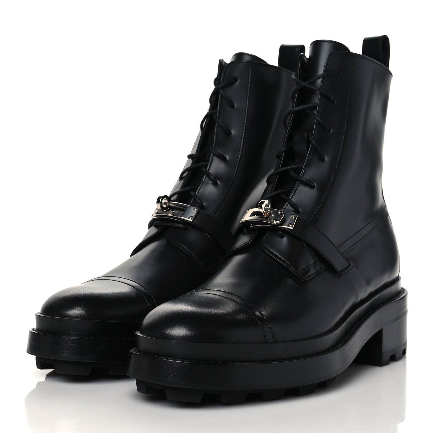 Glossed Calfskin Funk Ankle Boots 39 Black