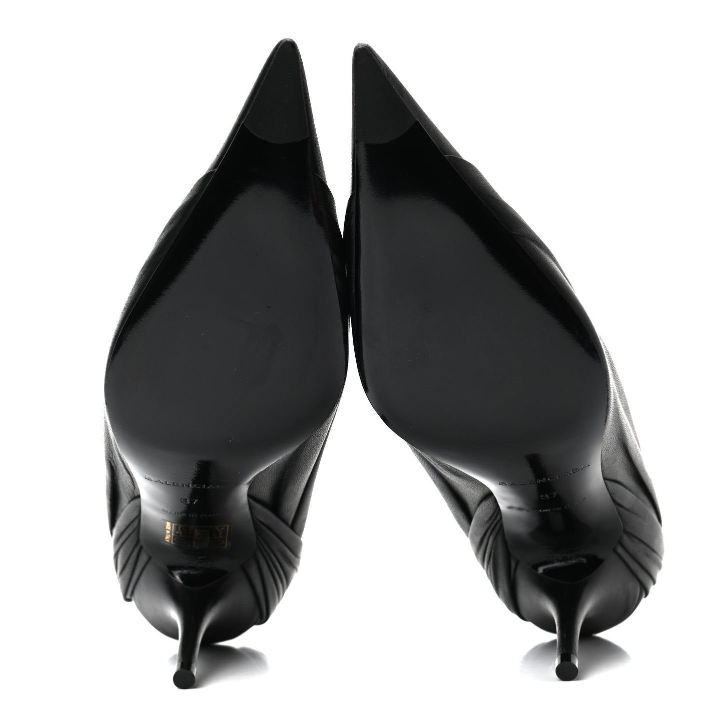 Jersey Crepe Drape Knife Pointed Pumps 37 Black