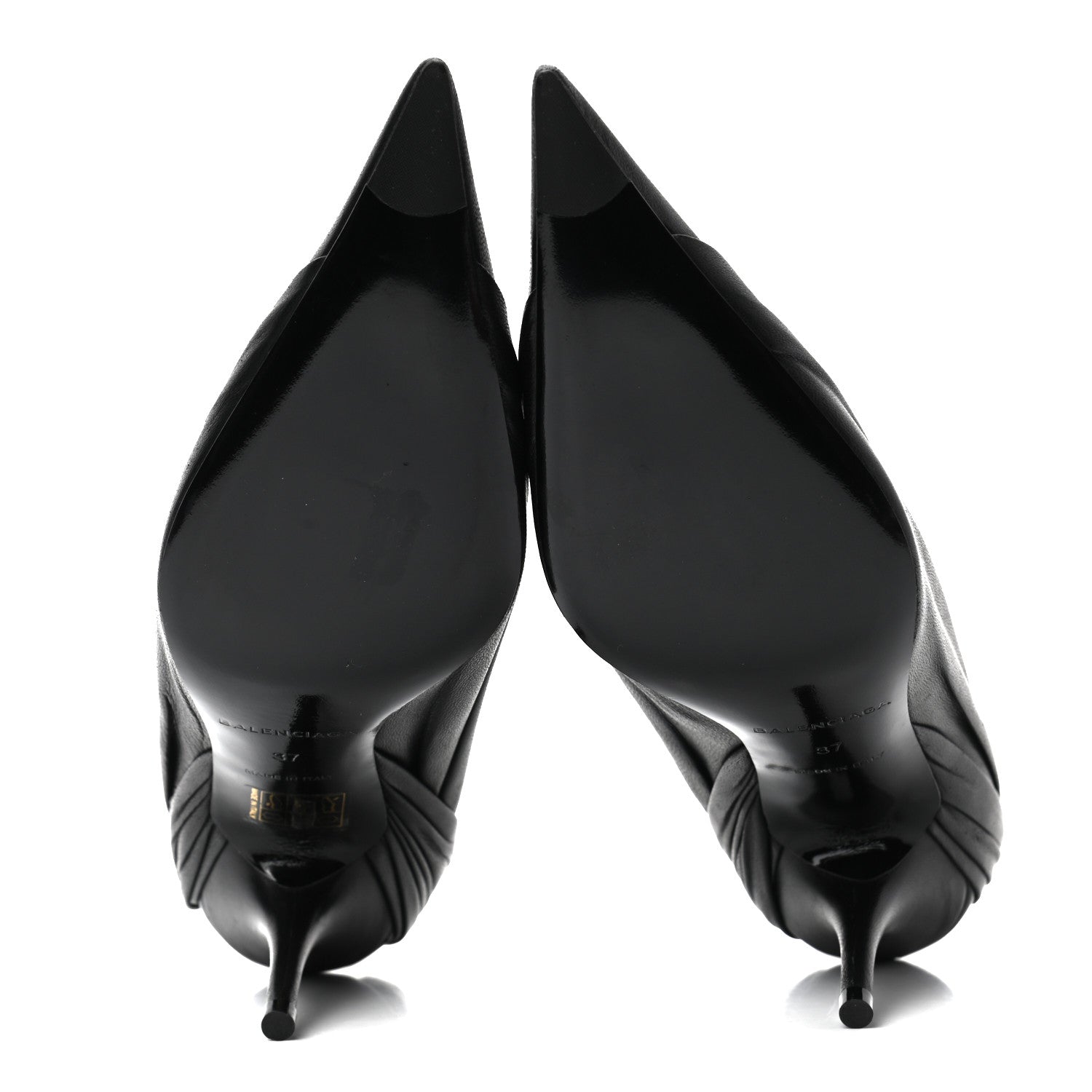 Balenciaga Jersey Crepe Drape Knife Pointed Pumps 37 Black 5 of 9