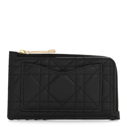 Christian Dior Supple Calfskin Cannage Lady Dior Cosmos Zipped Card Holder Black 1 of 8