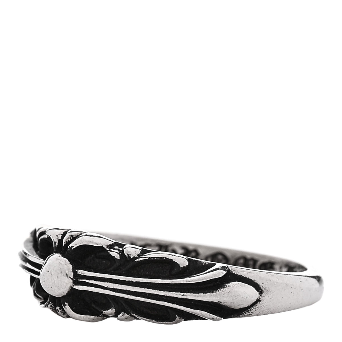 Chrome Hearts Sterling Silver Narrow Floral Cross Band Ring 49 4.75 3 of 6