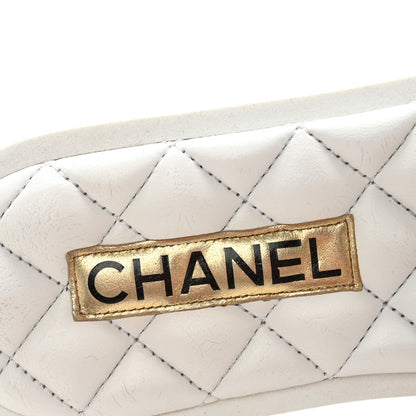 Chanel Lambskin Quilted Textured CC Mules Sandals 40.5 White 8 of 10