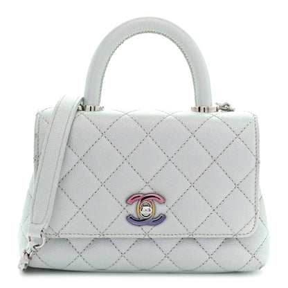 Chanel Iridescent Caviar Quilted Extra Mini Coco Handle Flap Light Blue 1 of 11