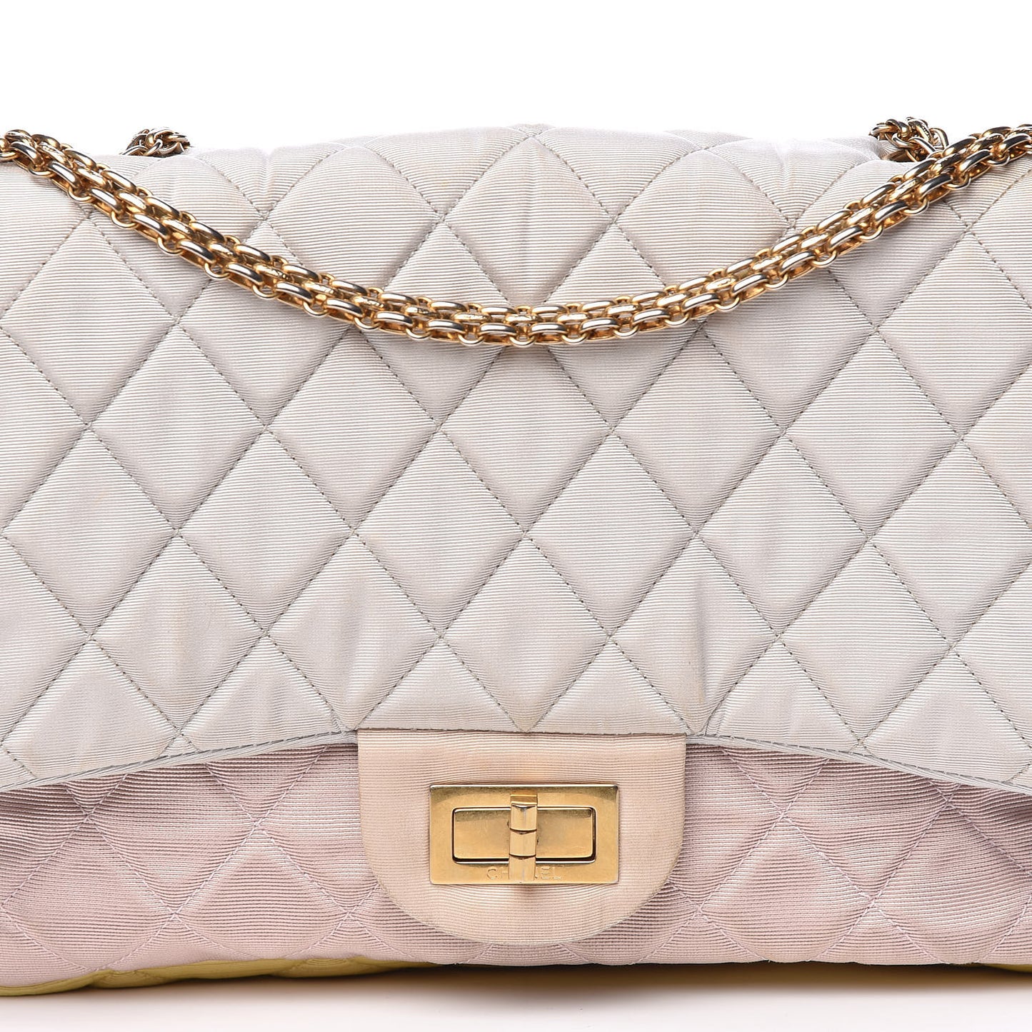 Grosgrain Satin Tri-Color 2.55 Reissue Flap Grey Pink Gold