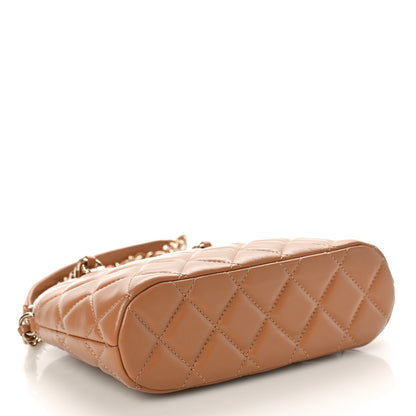 Chanel Shiny Lambskin Quilted Shiny Coco Clutch With Chain Dark Beige 4 of 11
