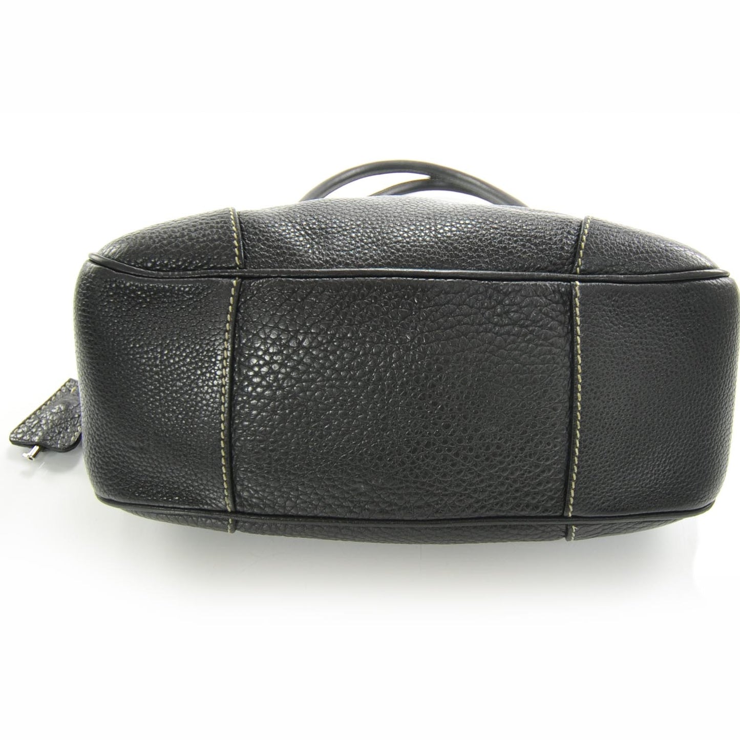 Vitello Daino Foldover Pushlock Bag Black