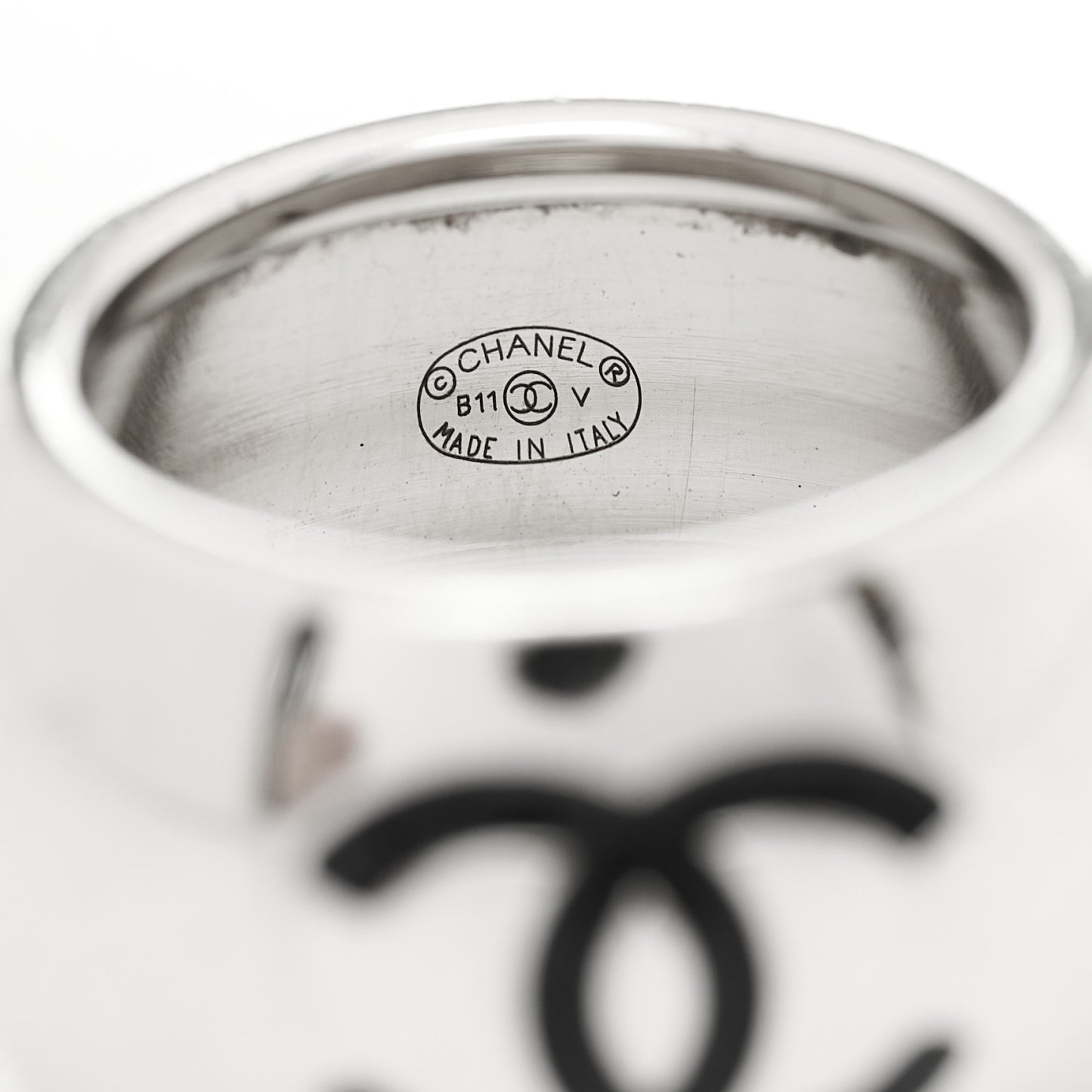CC Heart Ring Silver Black 6.75