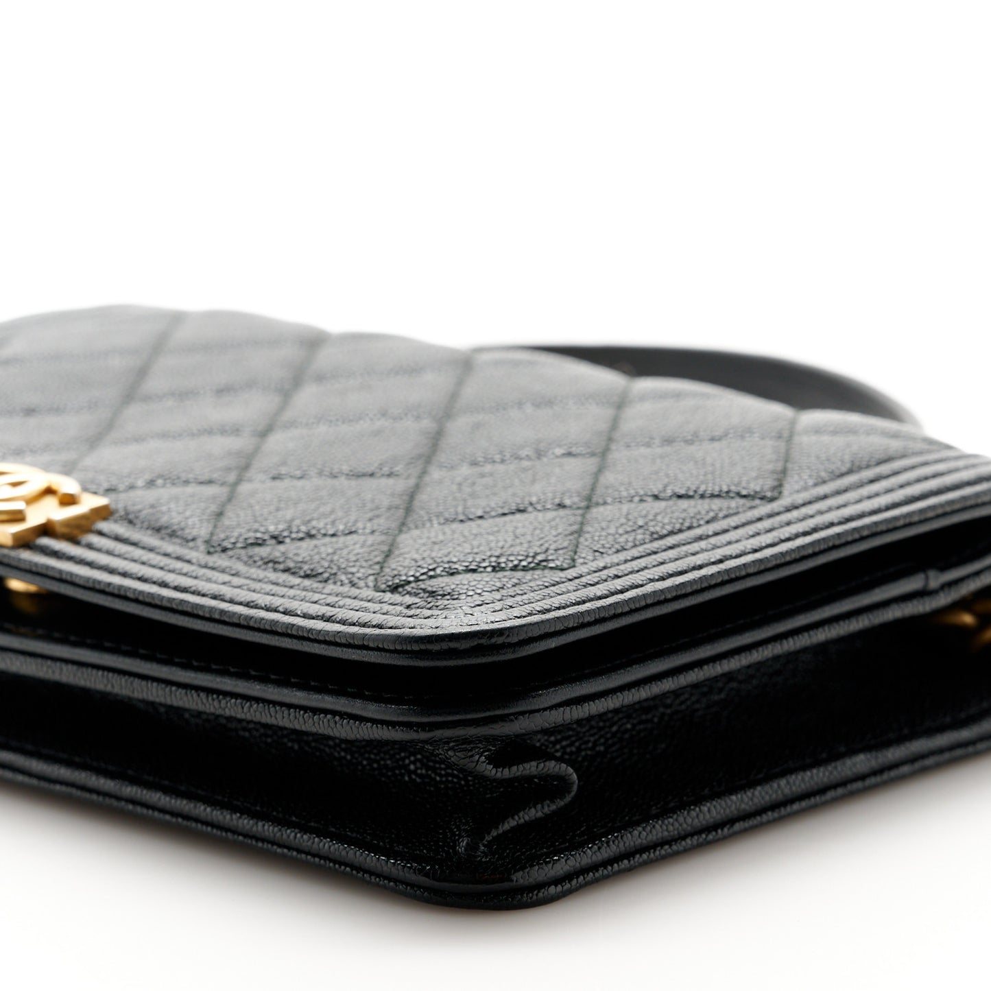 Caviar Quilted Boy Wallet On Chain WOC Black